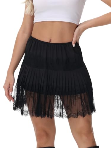 Lace Shirt Extender for Women Plus Size Underskirt Elastic Waist Half Slip Mini Skirts