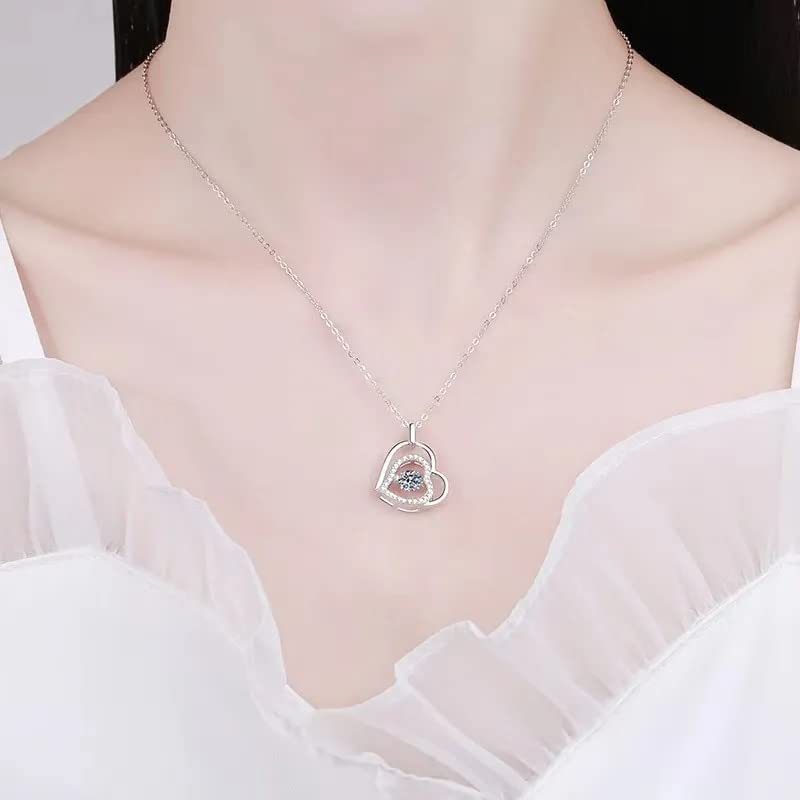 Collier cœur moissanite couleur D d'exception plaqué platine