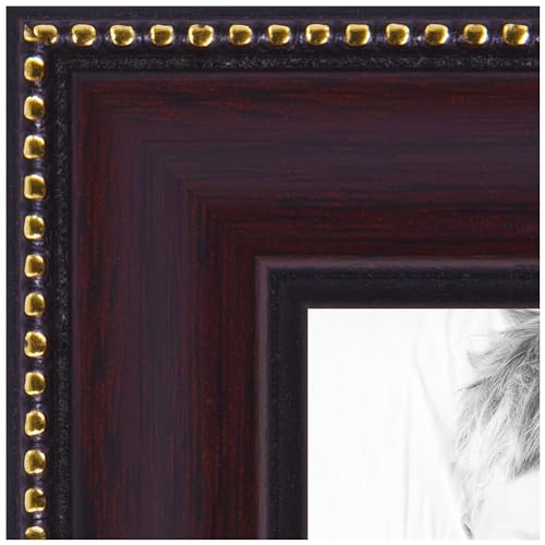 ArtToFrames 24x29 inch Mahagony with Gold Beads Wood Picture Frame, 2WOM0066-80886-120-24x29