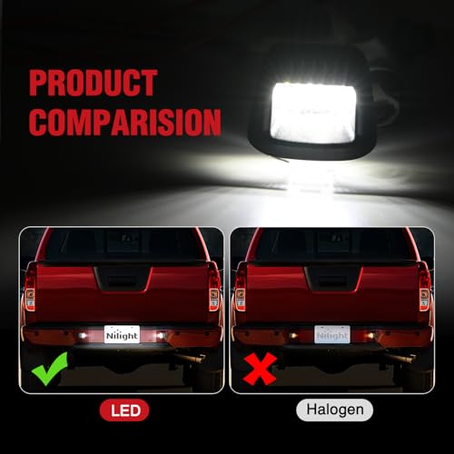 Image of Nilight License Plate Light Compatible with 2007 2008 2009 2010 2011 2012 2013 2014 2015 2016 2017 2018 2019 2020 2021 Nissan Frontier Navara D40 2007-2015 Titan Armada Xterra Black Housing | for 2007 2008 2009 2010 2011 2012 2013 2014 2015 Nissan Titan 07-21 Frontier 08-15 Armada 09-12 Suzuki Equator Black Housing