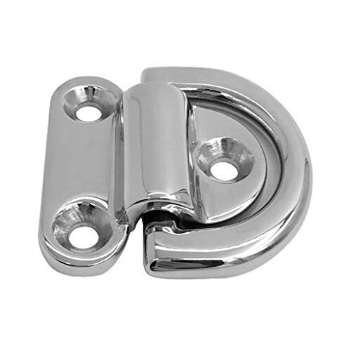 Qfauto Heavy Duty Folding Pad Eye Deck Lashing Ring Stainless Steel D Ring with Plate fit for Trailer Boat RV Truck