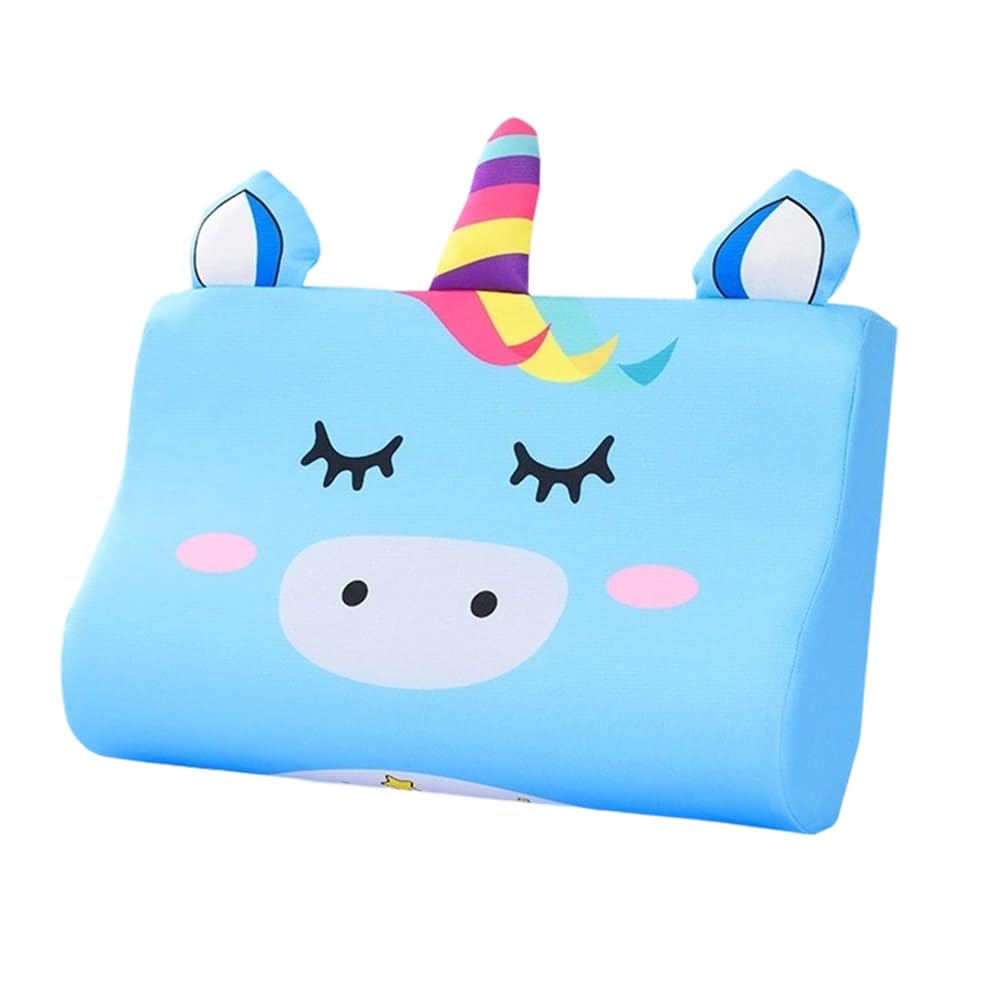 Hojalis Cute Unicorn Design Children's Pillow, Ergonomic Memory Foam Kids Pillow with Pillowcase, Head & Neck Support Pillow for Kids, Perfect for Home, Travel & Preschool Naps, 46x26x6 cm (Unicorn)