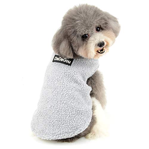 Ranphy Sherpa-Vlies Hunde Kleidung für Kleine Hunde Winter Aufgefüllte Haustier Mantel Weste Jacke Winddicht Kapuzenjacke Thermo Hundewelpen Yorkshire Terrier dackel Weihnachten kostüm Grau S