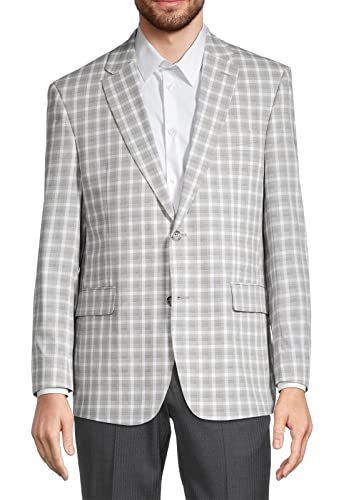 Tommy Hilfiger Mens Trevor Plaid Flex Fit Two-Button Blazer Gray 40R