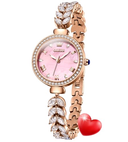 Image of OLEVS Diamond Watch for Women Luxury Dress Rose Gold Bracelet Casual Elegant Waterproof Date Ladies Quartz Wrist Watches