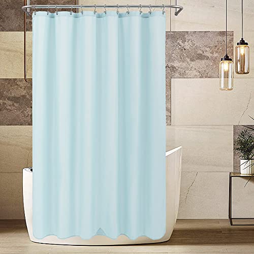 Image of ALYVIA SPRING Extra Long Waterproof Fabric Shower Curtain Liner Blue, 72x84 | 3 Magnets, Soft Cloth & Hotel Quality, Machine Washable, Light-Weight, Extra Long Size