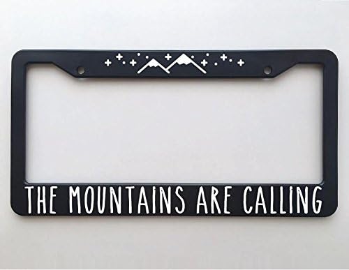Yilooom Mountains are Calling License Plate Frame - Great Gift for The Adventurer in Your Life - Get Lost - Wanderlust - Wander Far - Adventure Auto Car Novelty Accessories License Plate Art