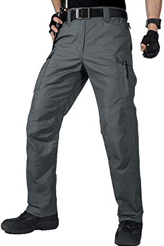 FREE SOLDIER Pantalon Cargo pour Homme en Plein air, Camping Militaire et Urbain, Extensible, Pantalon décontracté avec Plusieurs Poches(Gris-Neuf,EU44 UK30)
