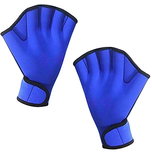 Ymlhome 1 Pair Aquatic Swim Gloves Training Swimming Gloves Neoprene Water Resistance Webbed Gloves For Men Women Adults Water Fitness Training (Blue) #TOP1