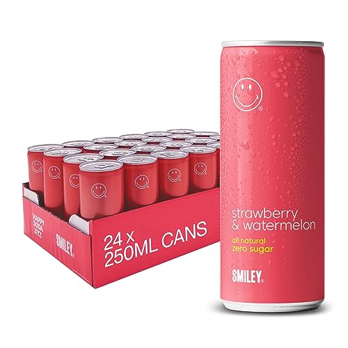 Happy Soda Strawberry & Watermelon Soda | 24 x 250ml cans | All natural | zero sugar | zero calories | No Artificial Sweetener | Best tasting full flavour Soda