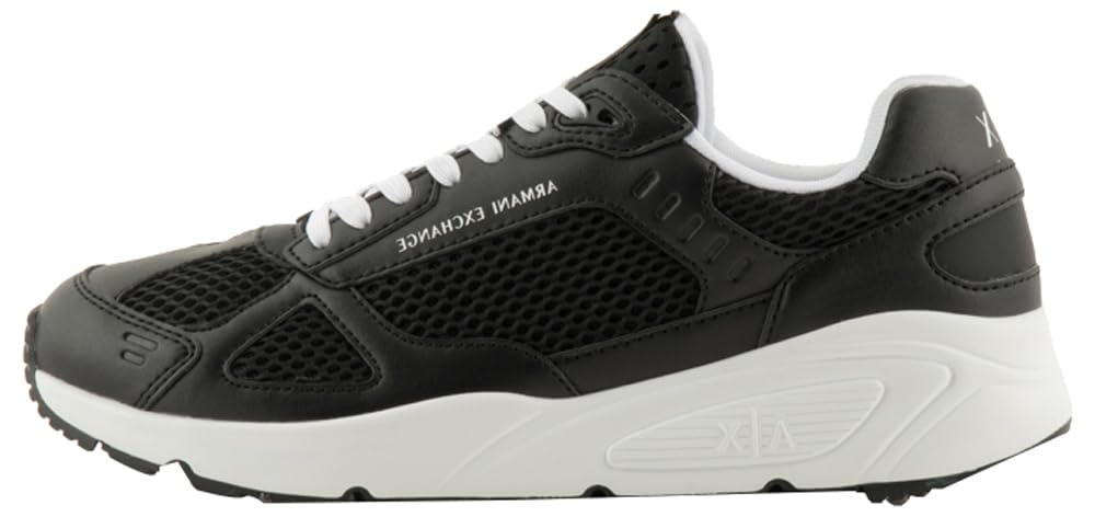 Armani Exchange Hombre Negro Zapatillas Para Bronx Pu Inserts White Laces, 44.5 Eu