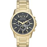 Armani Exchange Reloj Hombre, Movimiento cronógrafo, caja 44mm Acero Inoxidable Dorado con correa Acero Inoxidable, AX1721
