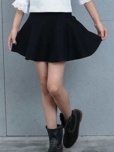 Mesinsefra Mesinsefar Little Big Girls' High Waist Knitted Flared Pleated Skater Skirt Casual Black Tag 160Cm-62 thumb #2