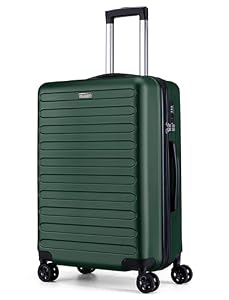 FLIEE Medium Suitcase Hard Shell | TSA 3 Digit Combination Lock|4 Dual Spinner Wheels| Aluminum Telescopic Handle | Lightweight Suitcase | Medium 24" Hold Check in Luggage | (Green, Medium 24'')