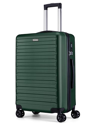 FLIEE Medium Suitcase Hard Shell | TSA 3 Digit Combination Lock|4 Dual Spinner Wheels| Aluminum Telescopic Handle | Lightweight Suitcase | Medium 24 Hold Check in Luggage | (Green, Medium 24'')