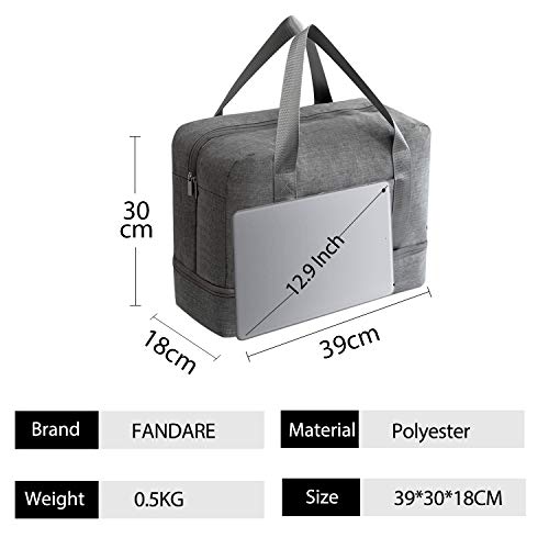 FANDARE 3-in-1 reistas, schoudertas, opvouwbaar, voor mannen, vrouwen, strand, zwemmen, sportschool, sporten., Metálico, L - Image 7