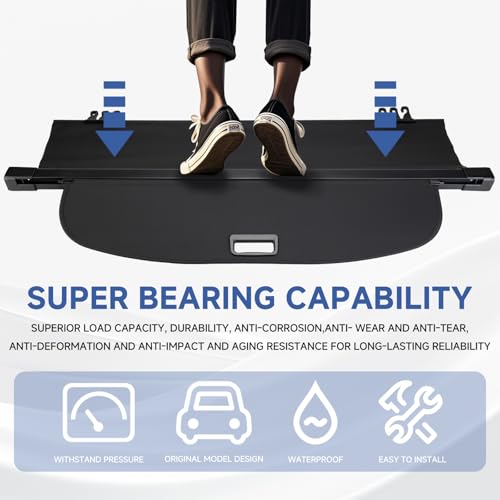 FARBIN Trunk Cargo Cover for Jeep Cherokee 2019 2020 2021 2022 2023 2.0L 2.4L 3.2L, Retractable Trunk Cover Shield Shade Privacy Security Screen (for 2019-2023 Jeep Cherokee Canvas Extra Clips) by FARBIN - Image 4