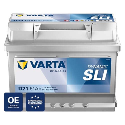 VARTA Automotive DYNAMIC SLI (D21) 12V 61Ah 600A - Nassbatterie KFZ mit Standardausstattung & ohne Start-Stopp System - Starterbatterie für einfachen Energiebedarf - Bleisäurebatterie wartungsfrei