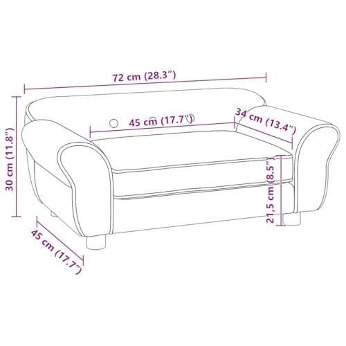 vidaXL Hundesofa Braun 72x45x30cm Plüsch Hundecouch Hundebett Haustiersofa