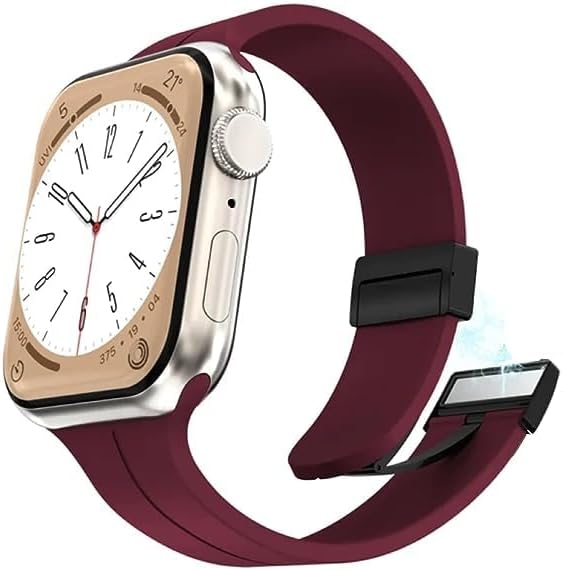 ARXONA Silicone magnetic adjustable Strap Compatible with Apple Watch Band Ultra 49/45/44/42/41/38 MM Series 8 7 6 5 4 3 2 1 SE(select size and colour)