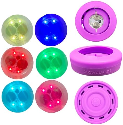 Glass Water Pipe Hookah Rig Replaceable Coin Battery LED Base Bumper 3in-4.25in-Bases Light Up Protective Sleeve 420 Stoner Rasta Gift Accessories Large Size for Straight Tube Beaker Styles (Purple)