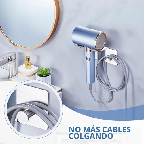 Miniatura 4 de Soporte Para Secador De Pelo Sin Taladrar, Soporte Para Secador De Pelo, Pared Sin Taladrar Metal, Autoadhesivo Soporte Para Secador De Pelo De Pared, Soporte Para Secador De Pelo Para Baño Plata
