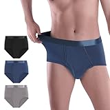 YLHONE Plus Size 3XL Men’s Incontinence Underwear Leak Proof Protective Men's Boxer Briefs Washable Reusable Cotton, Bladder Absorbency Incontinence Briefs 3 Packs (3Color)