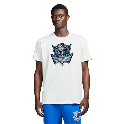 Game 7 x NBA Officially Licensed Mens Short Sleeve Oversized Heavyweight Crew Neck Cotton Patch T-Shirt Dallas Mavericks L Off-White