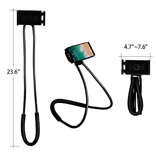 Image of pora's Portable Lazy Stand Mobile Holder with Goosneck Long Arm Clip | Flexible | Foldable | 360 Degree Compatible for Universal Places As Office |Home |Kitchen | Bedroom (Hanging Neck Lazy)