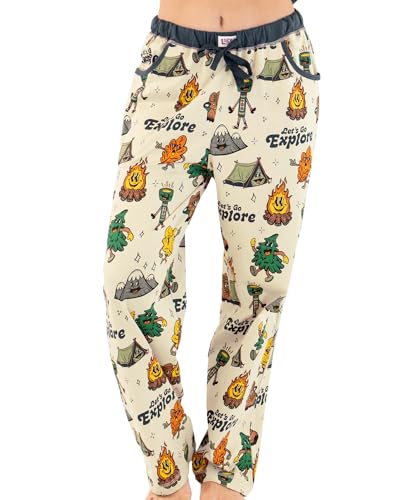 Lazy One Pajamas for Women, Cute Pajama Pants and Top Separates, Vintage Camping Pant (X-Large)