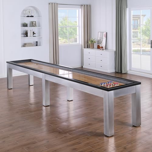 Playcraft Monaco 12\' Pro-Style Shuffleboard Table, Black on Silver