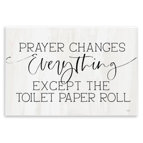 Stupell Industries Prayer Changes Everything Funny Religious Bathroom Quote, Design by Lux + Me Designs