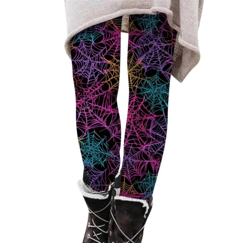 Leggings de Halloween para Mujer Calabaza Murciélago Fantasma Estampado, 1 púrpura, XXL