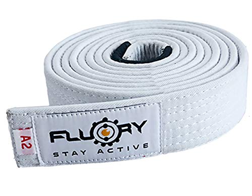 FLUORY BJJ Cintur�n brasile�o Jiu Jitsu con color blanco, morado, marr�n, negro, para tama�o A0, A1, A2, A3, A4 (BTF01bai, A2)