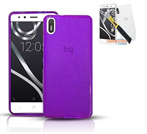 Todobarato24h Funda TPU Lisa Compatible con BQ AQUARIS X5 Morada + Protector DE Cristal Templado