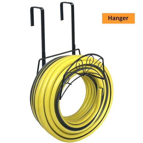 Garden Hose Holder, Water Hose Holder,Sturdy Hose Reel Holds, Metal Water Hose Stand for Outside -Wall Mount Or Hanger (Black)