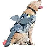 WDSWBEH Hunde-schwimmweste Hohem Auftrieb, Schwimmweste, Badeanzug Mit Drachen-Design, Verstellbarer Sicherheitsbewahrer, Lebensretter Mit Rettungsgriff Für Große, Kleine, Mittelgroße Hunde, Grau,L