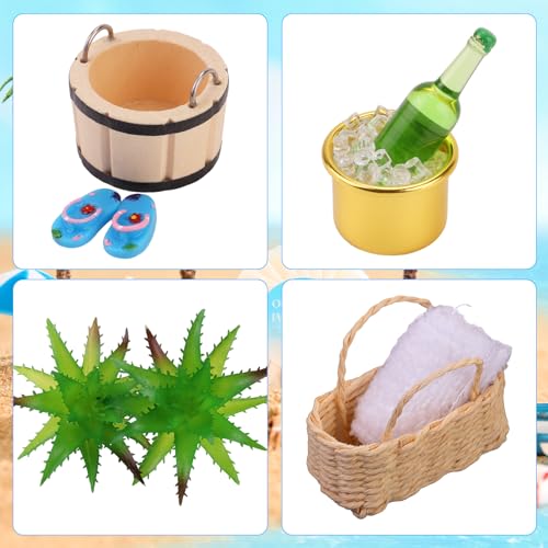 Miniatur Deko Sauna Zubehör Set, 11 Teile Wellness Deko Zubehör, Spa Sauna Wellness Gutschein, Geschenkidee für Wellness Gutscheine und Geldgeschenk