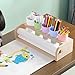 EHERDM Tabletop Paper Roll Dispenser Kids Art Easel with Five Pencil Holder Cups and Paper Rolls (15
