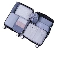 Conjunto de Organizadores de Viagem, 7 Peças, com Bolsa para Sapatos e Necessaire (Azul)