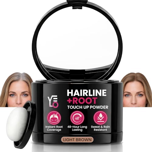 VELO Root Touch Up Hair Color Powder, Gray Hair and Root Cover Up, Instant Coverage Hairline Powder, 48 Hour Long Lasting, Sweatproof, Travel-Ready, LIGHT BROWN
