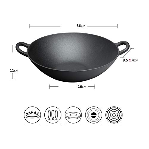 Wok de acero carbono 14 pulgadas fondo plano con dos asas miniatura 7