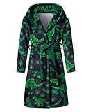 uideazone Kids Bathrobes for Boys Size 10-12 Soft Fleece Dinosaur Robes Plush Hooded Bathrobe Sleepwear