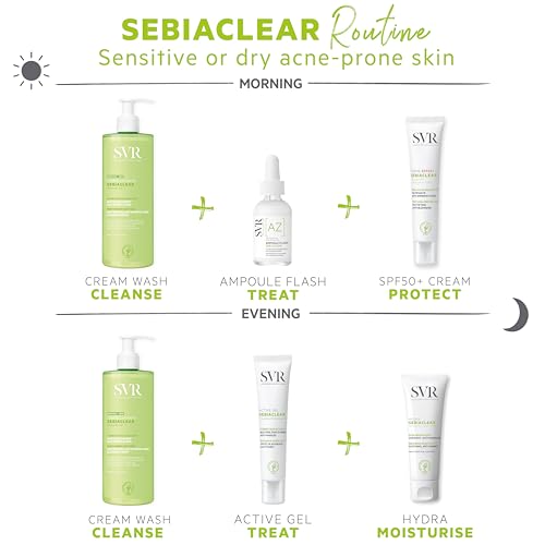 SVR SEBIACLEAR Soothing Cleansing Face Cream for Oily, Acne-Prone Skin Sensitized by Drying Acne Treatments, 400ml