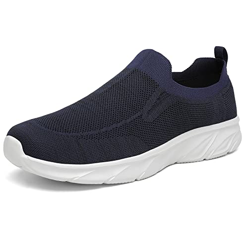 hecodi Walking Shoes for Men's Cushioned Lightweight Athletic Fashion Sneakers Gym Tennis Slip On Comfortable Breathable Casual Sports Shoes Blue 11