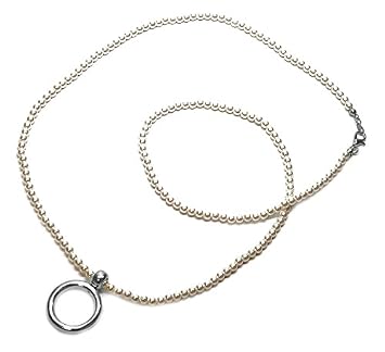 Calabria Giorgio Fedon White Pearls Silver LA. Loop Womens Eye Glasses Necklace Eyeglass Holder String Sunglass Chain Around the Neck