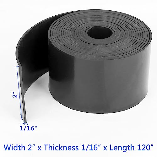 Image of WochiTV Solid Rubber Strips Rolls, 2 inch Wide x 1 /16 inch Thick x 120 inch Long Neoprene Rubber Sheets Perfect for DIY Gasket Material, Sealing, Liner, Shield, Padding, Mat