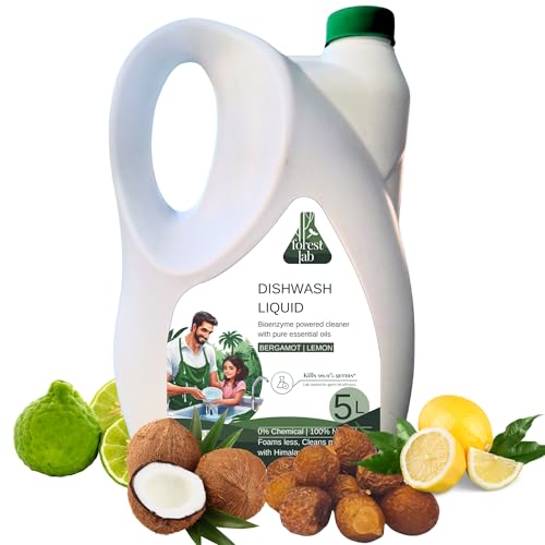 Image of Forest lab Natural & Organic Dishwash Liquid | 5 Litre | Leaves no residue | Non Toxic | Eco-Friendly | Baby & Pet-Safe | Skin-Safe | Bioenzyme | Soapnut | Essential oil (5 Litre)