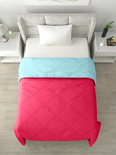 Image of Clasiko Reversible Single Bed Comforter; 60x90 Inches; 200GSM; Aqua Blue & Pink