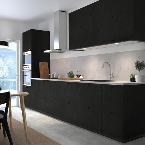 Image of TEKCOOL Peel and Stick Wallpaper Wood Contact Paper Wood Wallpaper Black Wood Grain Contact Paper Thicken Textured for Cabinets and Drawers Countertops Waterproof Self Adhesive Vinyl (45x300-1pc)'